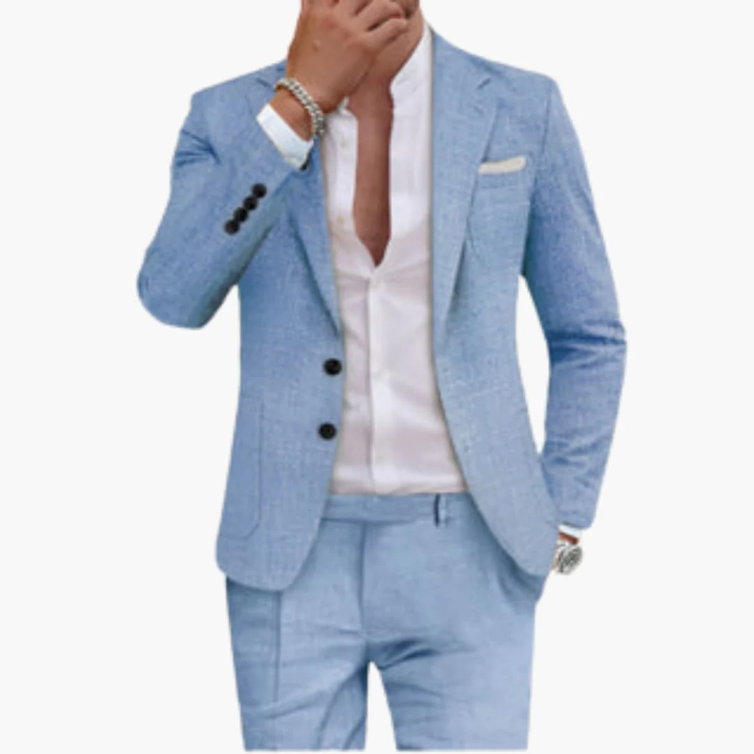 Herren Sommeranzug aus Baumwolle mit Revers und Hose - Image 3