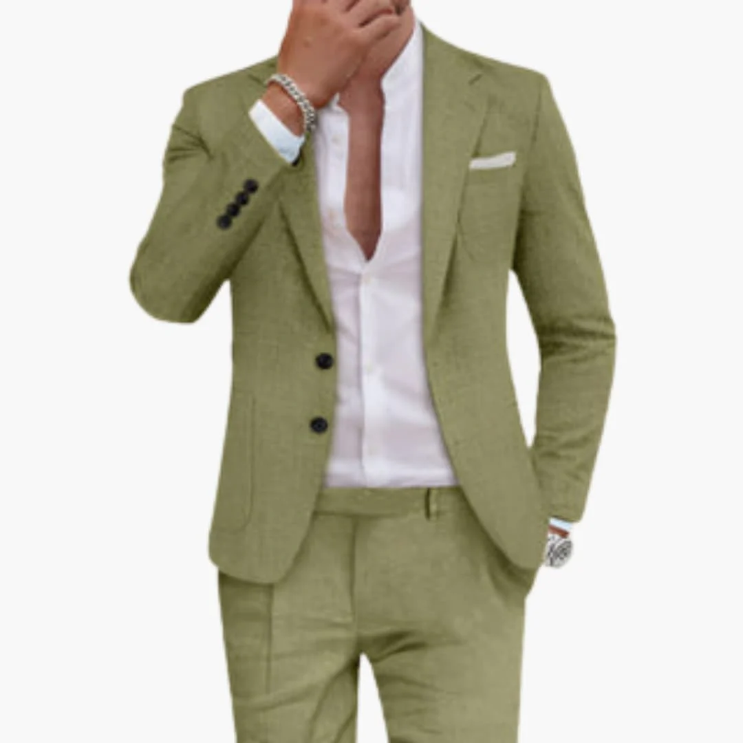 Herren Sommeranzug aus Baumwolle mit Revers und Hose - Image 4