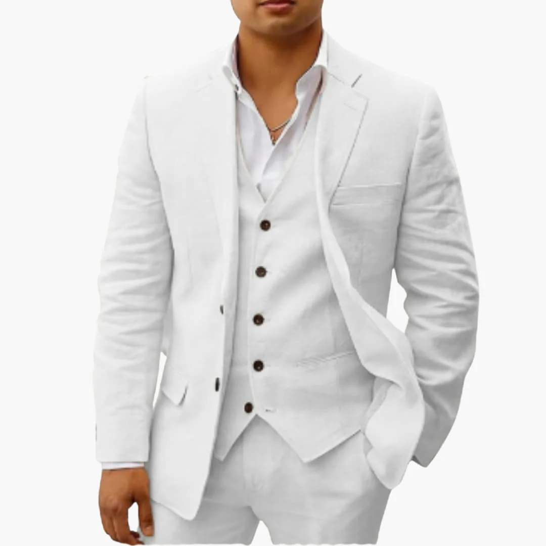 Herren Sommeranzug dreiteilig mit Weste Jacke und Hose - Image 3