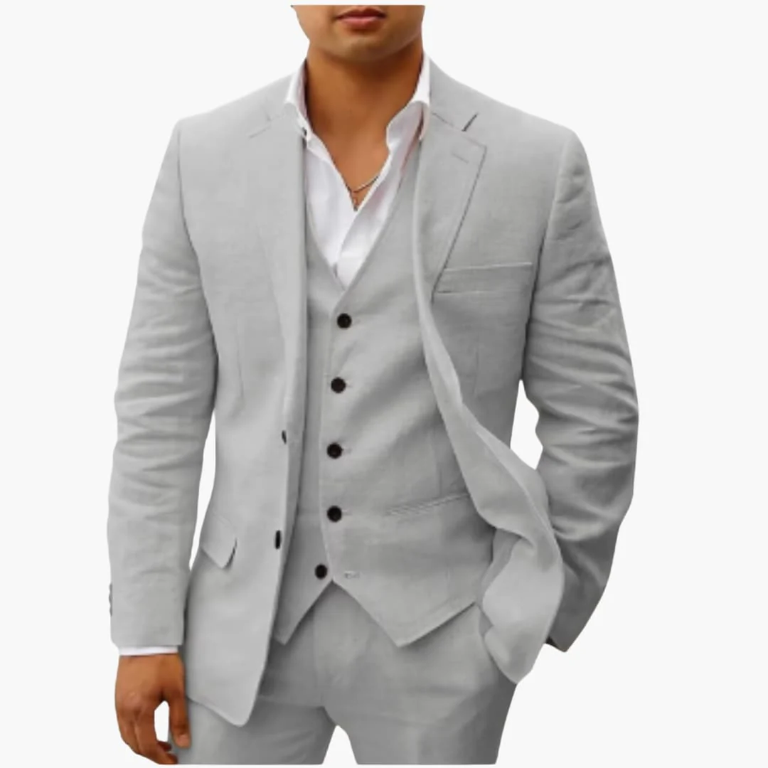 Herren Sommeranzug dreiteilig mit Weste Jacke und Hose - Image 7