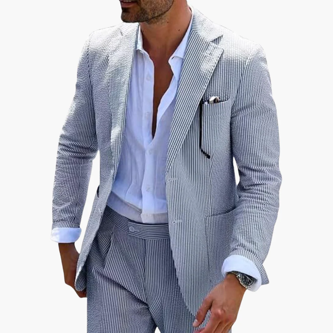 Herren Sommeranzug zweiteilig mit Nadelstreifen und Slim Fit - Image 2
