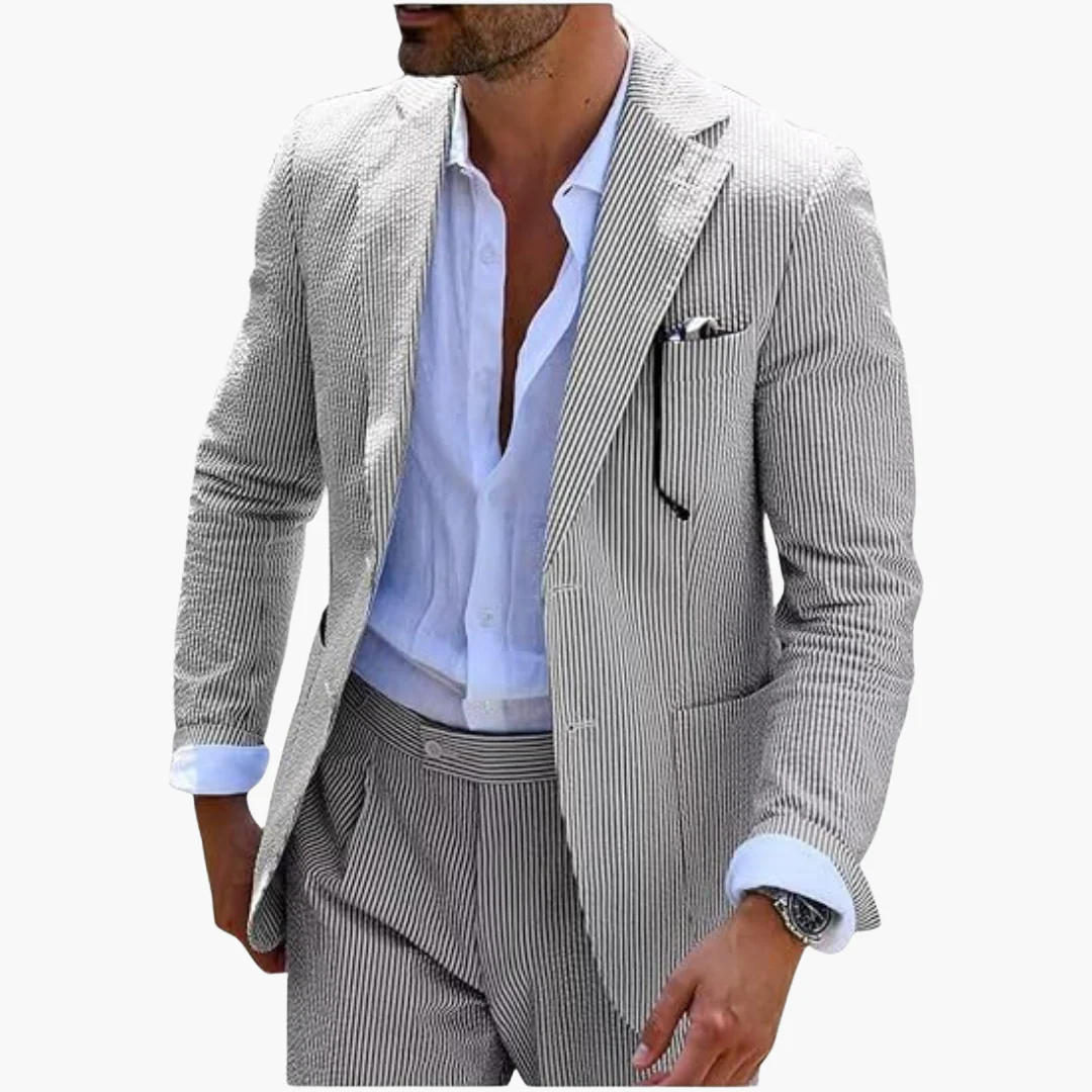 Herren Sommeranzug zweiteilig mit Nadelstreifen und Slim Fit - Image 4