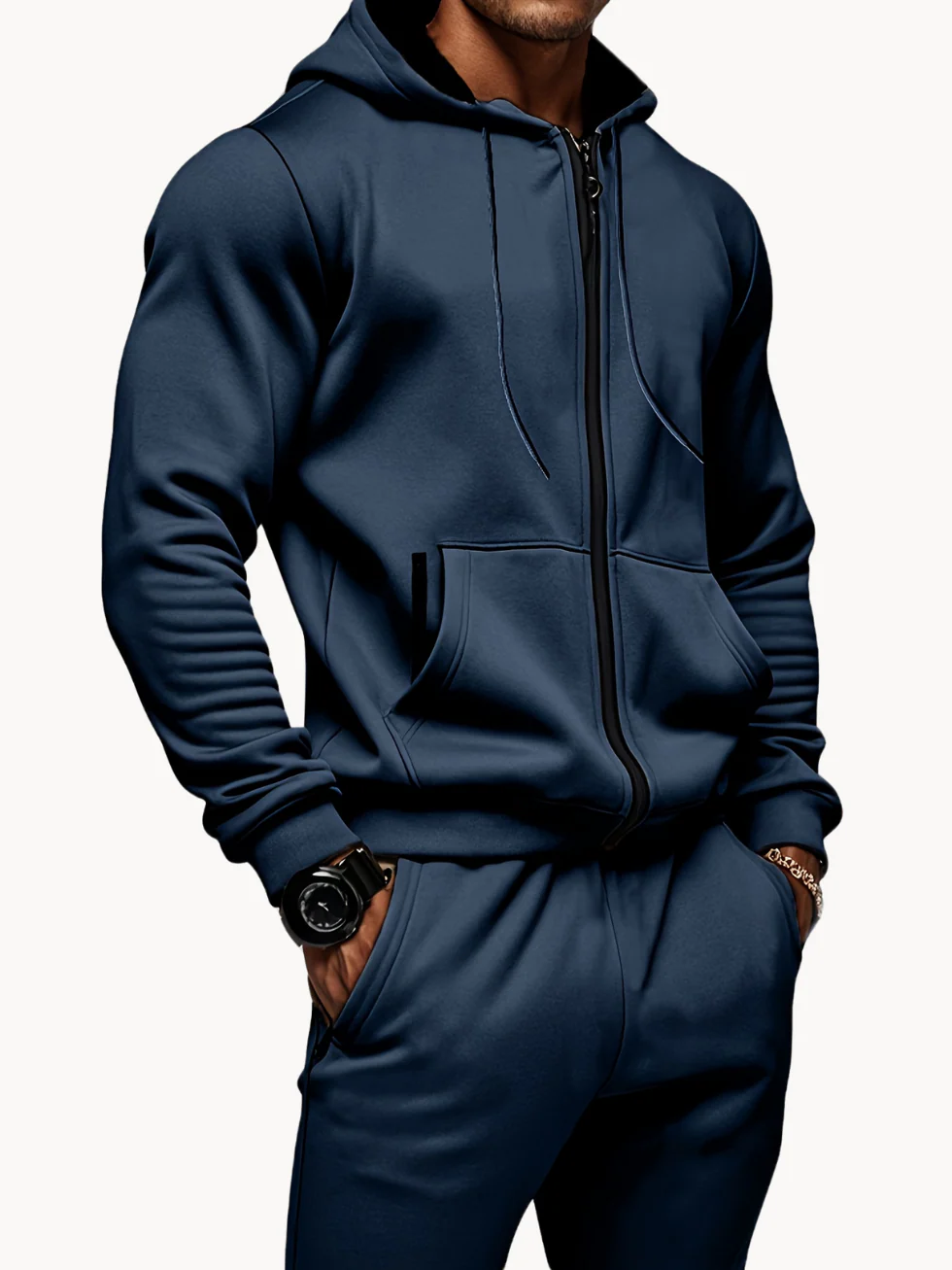 Herren Sport- und Freizeitset | Hoodie und Jogginghose Marineblau - Image 2