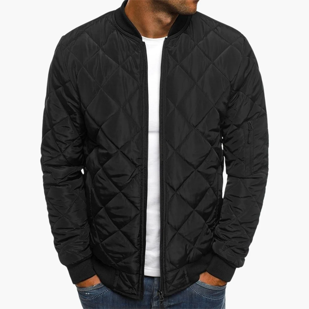Herren Stepp Bomberjacke mit Reißverschluss und Ärmeltasche - Image 2