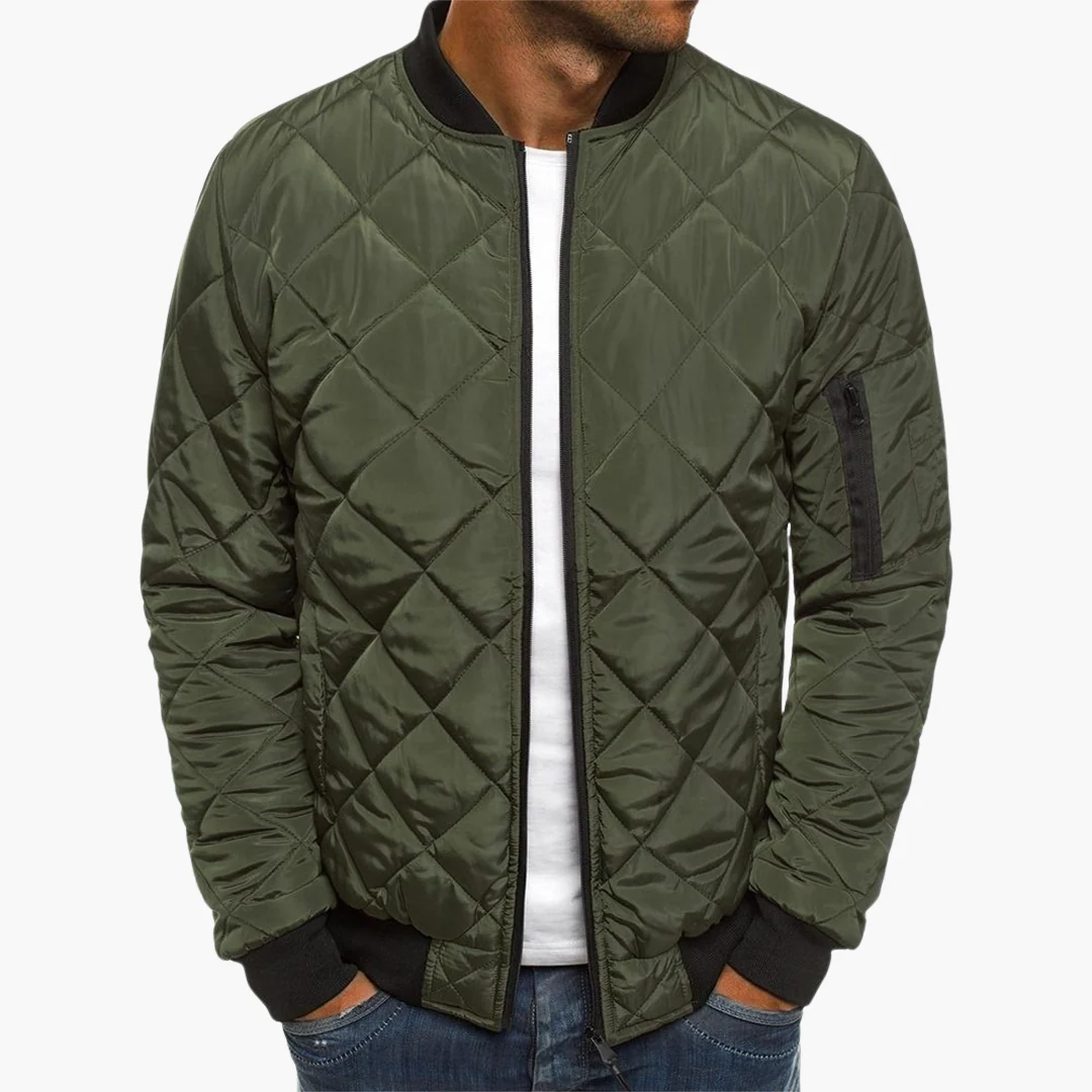 Herren Stepp Bomberjacke mit Reißverschluss und Ärmeltasche - Image 4