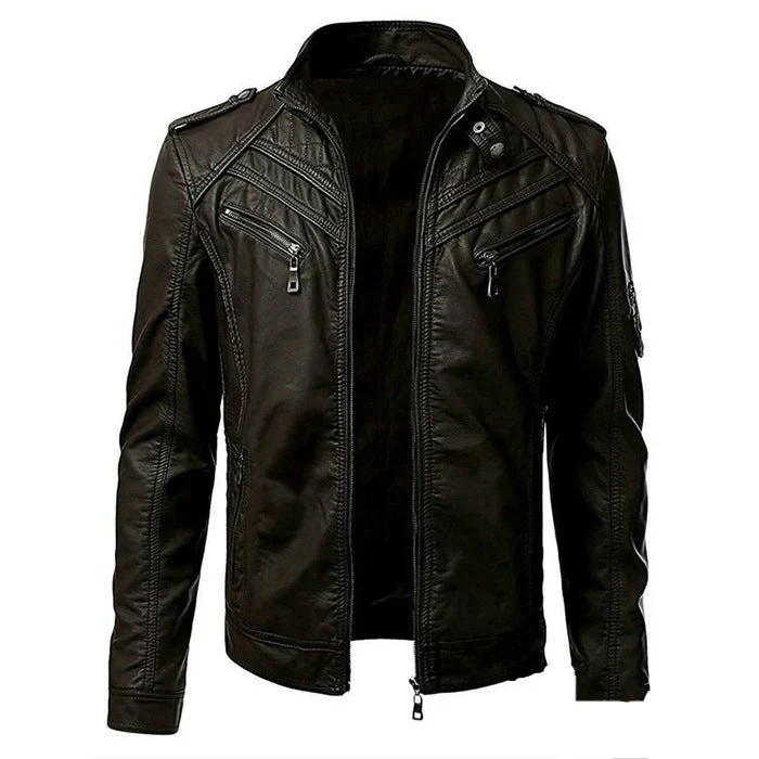 Herren Stilvolle Premium Bikerjacke | Mehrere Taschen - Image 2
