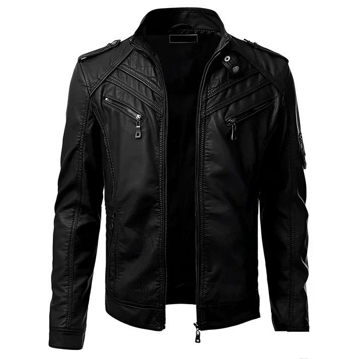 Herren Stilvolle Premium Bikerjacke | Mehrere Taschen - Image 3