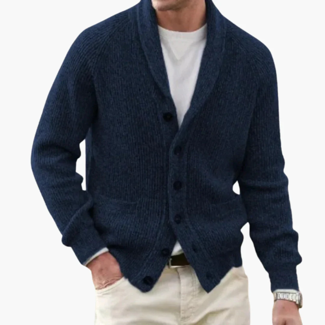 Herren Strickjacke mit Schalkragen und Knopfleiste - Image 3