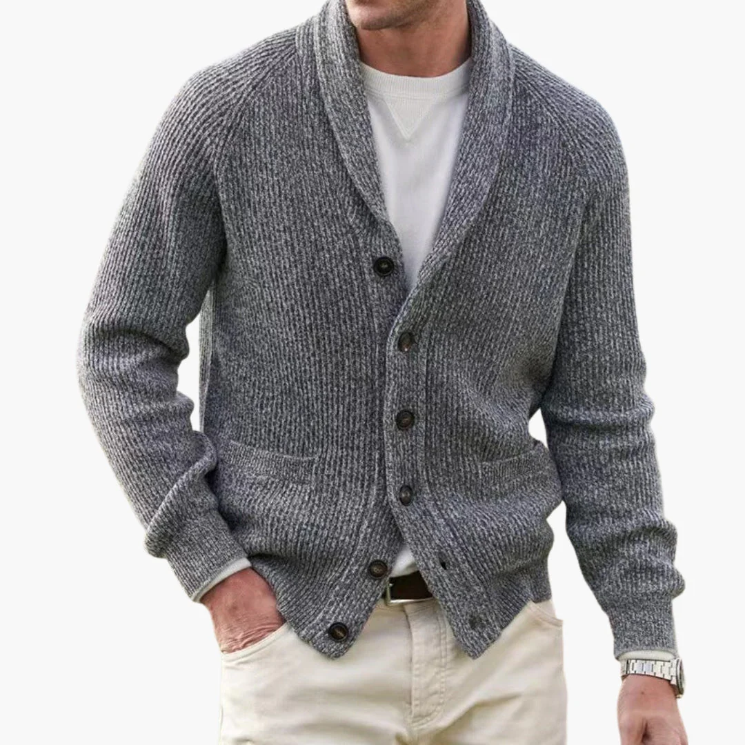 Herren Strickjacke mit Schalkragen und Knopfleiste - Image 4