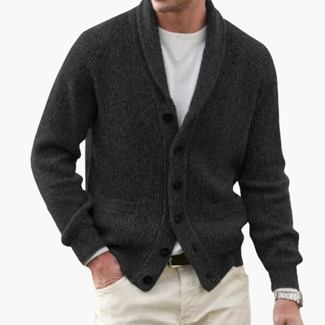 Herren Strickjacke mit Schalkragen und Knopfleiste - Image 5