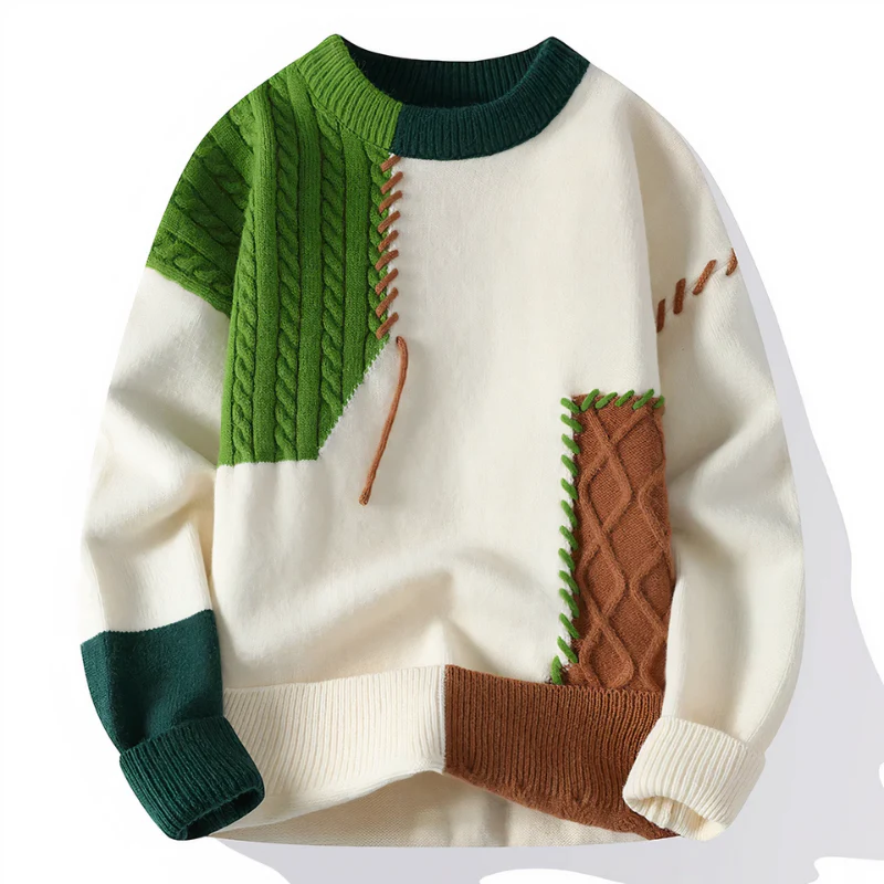 Herren stylischer Patchwork-Pullover | Warmer - Image 3