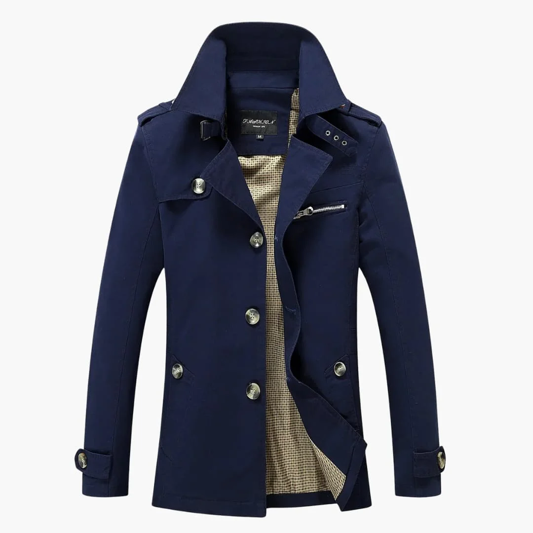 Herren Trench coat mit Knopfverschluss und Taschen Details - Image 12
