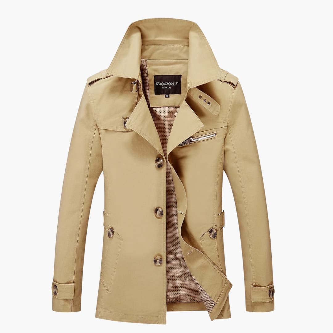 Herren Trench coat mit Knopfverschluss und Taschen Details - Image 13