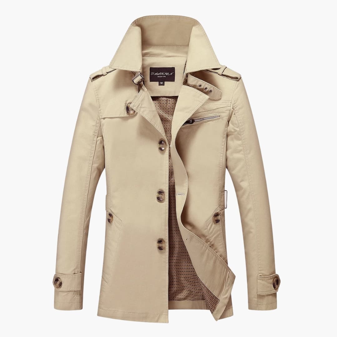 Herren Trench coat mit Knopfverschluss und Taschen Details - Image 17