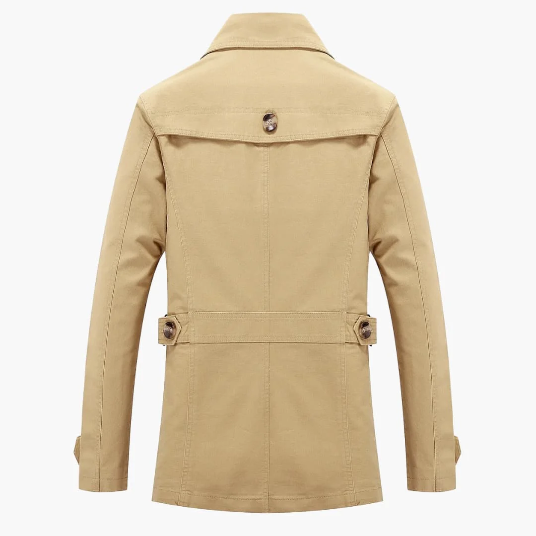 Herren Trench coat mit Knopfverschluss und Taschen Details - Image 8