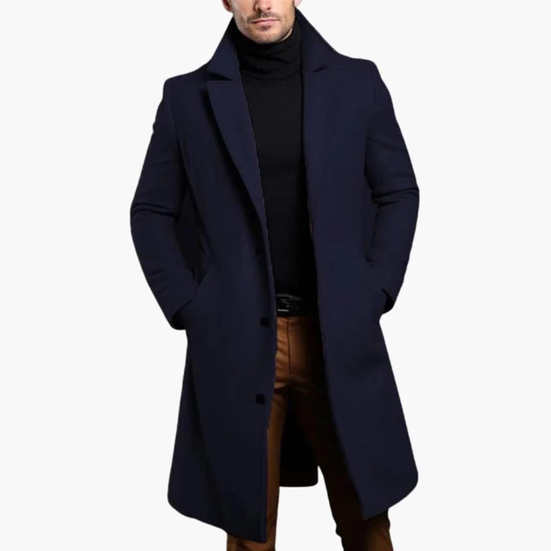 Herren Trenchcoat lang mit Knopfleiste - Reverskragen und Seitentaschen - Image 3