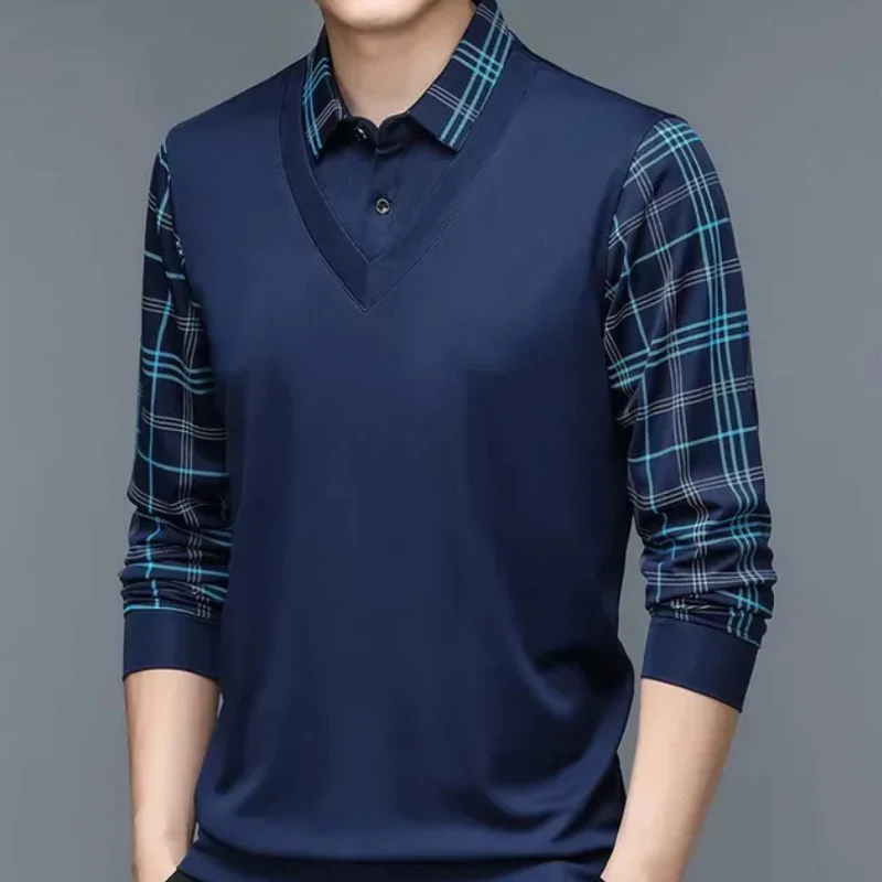 Herren warmes kariertes Poloshirt | Lang - Image 2