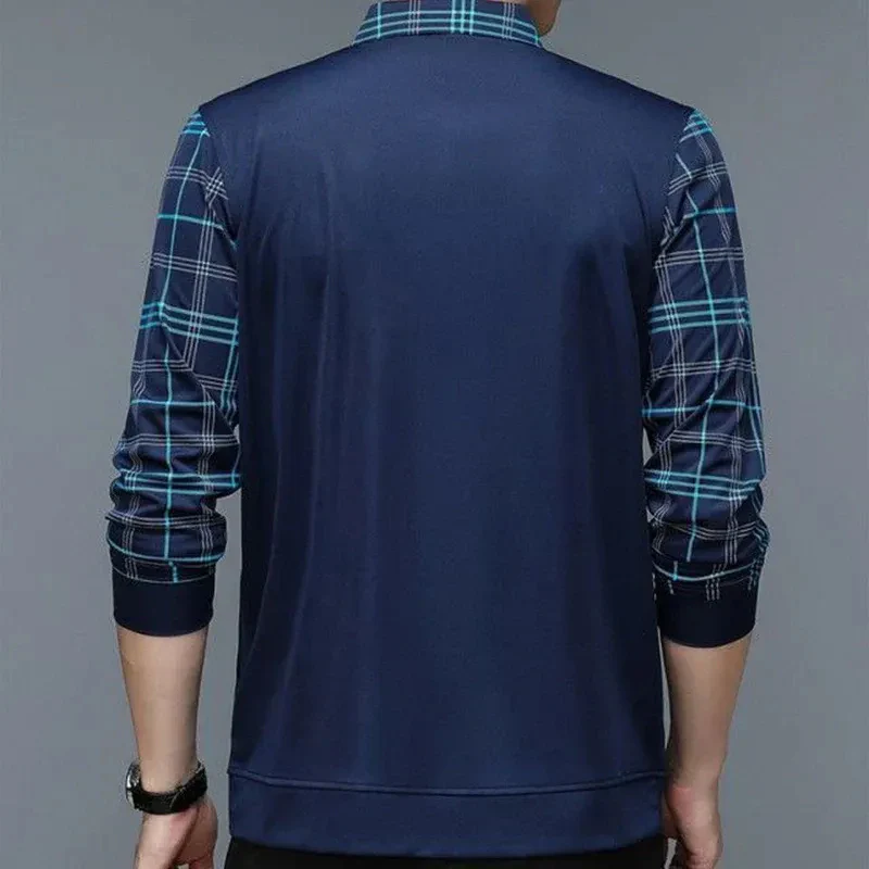 Herren warmes kariertes Poloshirt | Lang - Image 3
