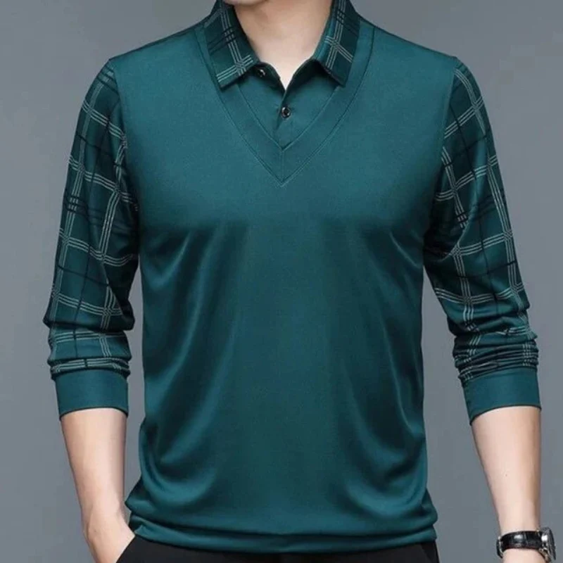 Herren warmes kariertes Poloshirt | Lang - Image 5