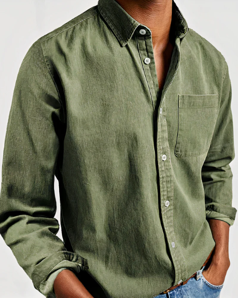 Herren weiches Jeanshemd | Langarm - Image 2