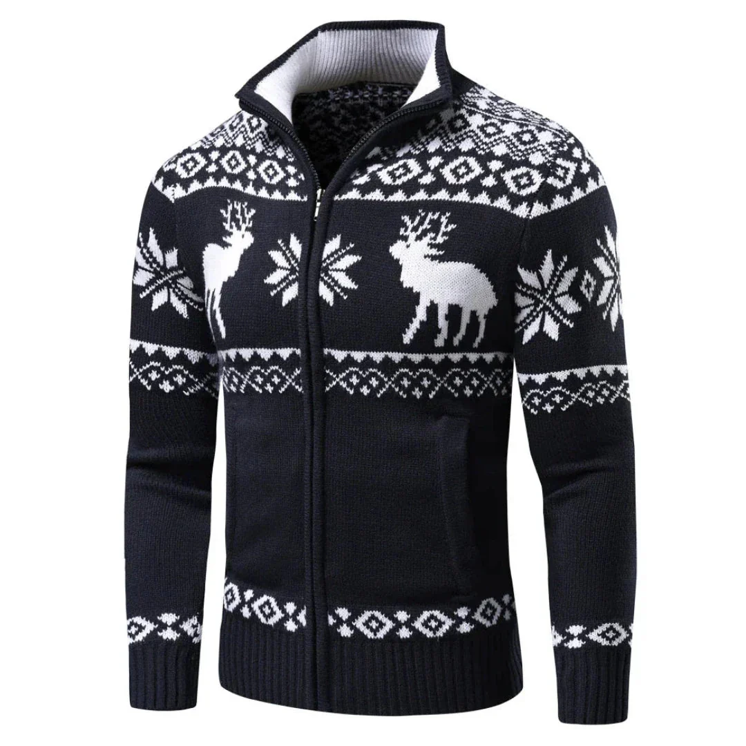 Herren Weihnachts Pullover Warm Mit Reißverschluss Aus 100% Acryl - Image 2