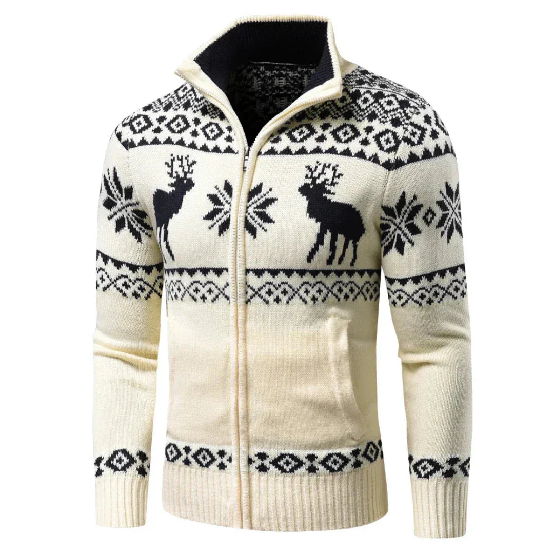 Herren Weihnachts Pullover Warm Mit Reißverschluss Aus 100% Acryl - Image 3