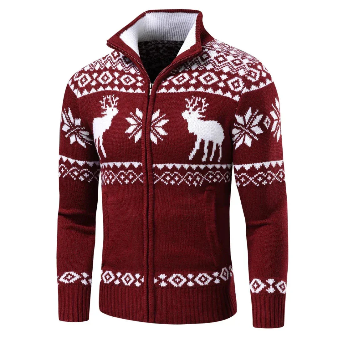 Herren Weihnachts Pullover Warm Mit Reißverschluss Aus 100% Acryl - Image 4