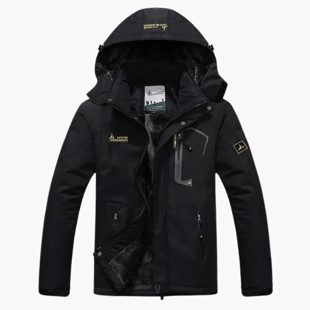 Herren Winterjacke mit Reißverschluss und abnehmbarer Kapuze - Image 3