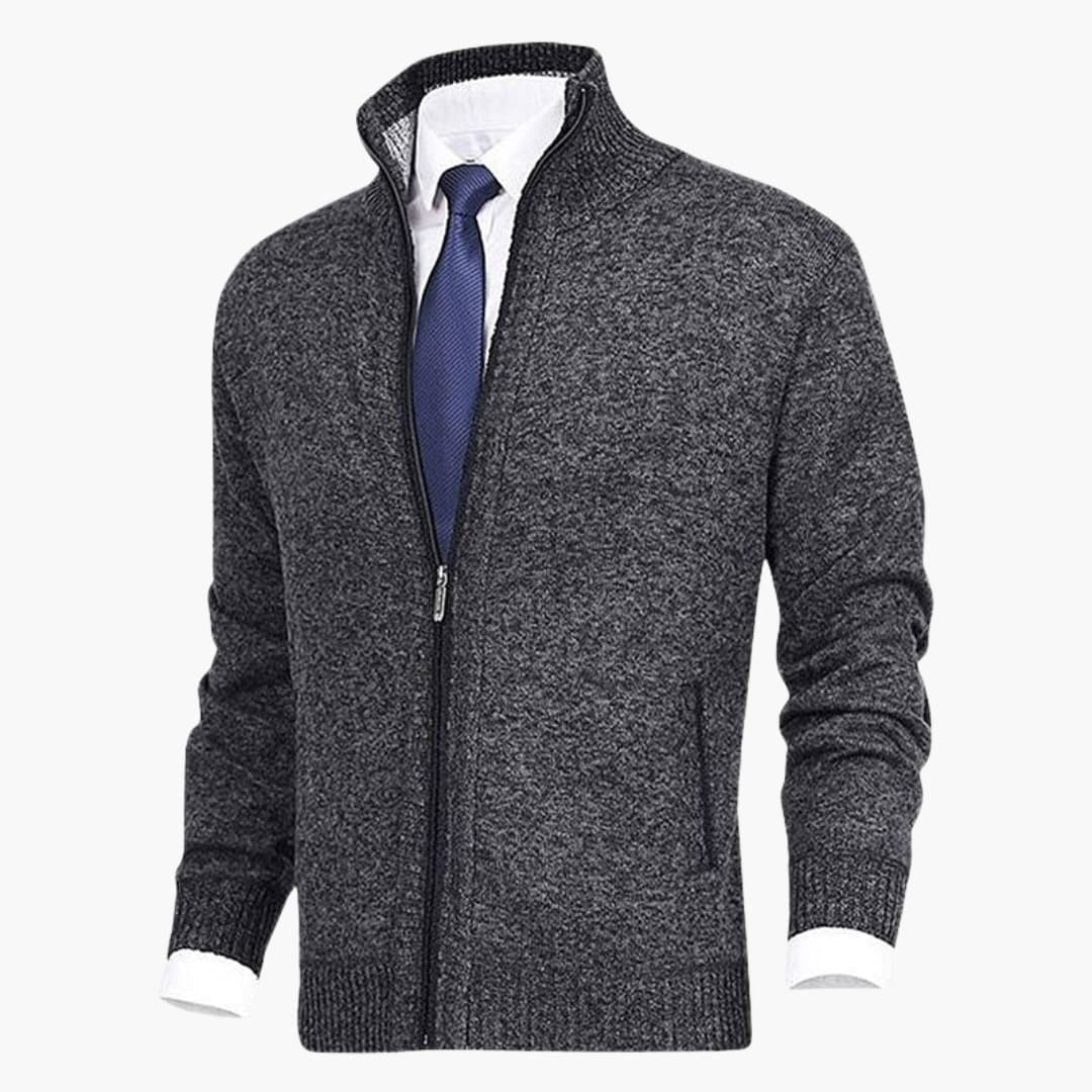 Herren Zip-Strickjacken mit Stehkragen und Rippbündchen - Image 2