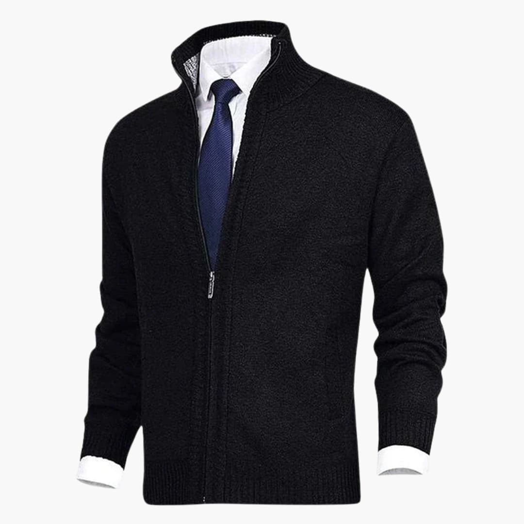 Herren Zip-Strickjacken mit Stehkragen und Rippbündchen - Image 3