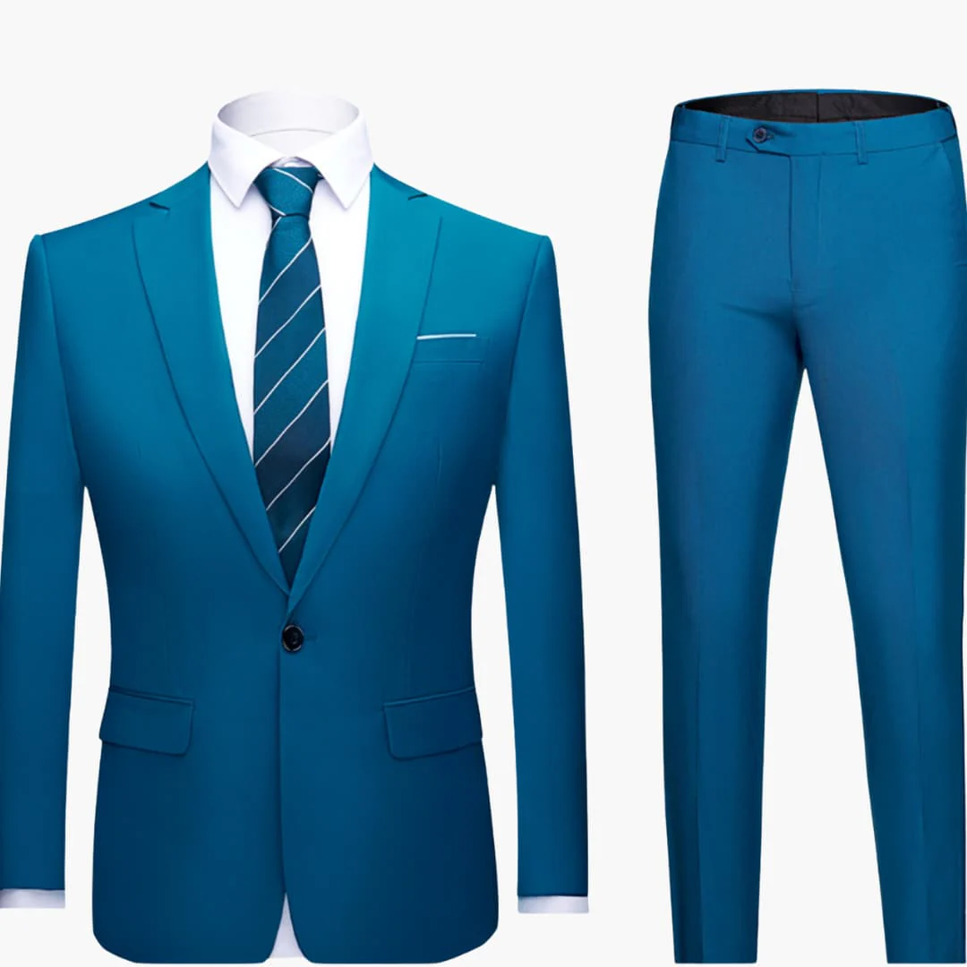 Herren Zweiteiler Anzug mit Blazer und flacher Front Hose - Image 4