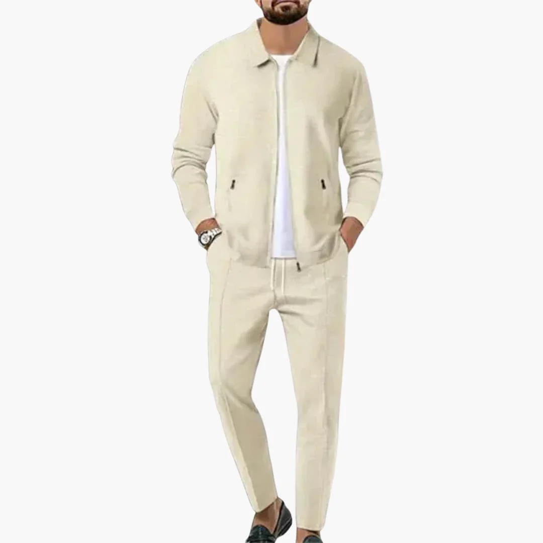 Herren Zweiteiler mit Reißverschlusshemd und Geradschnitt-Hose - Image 2