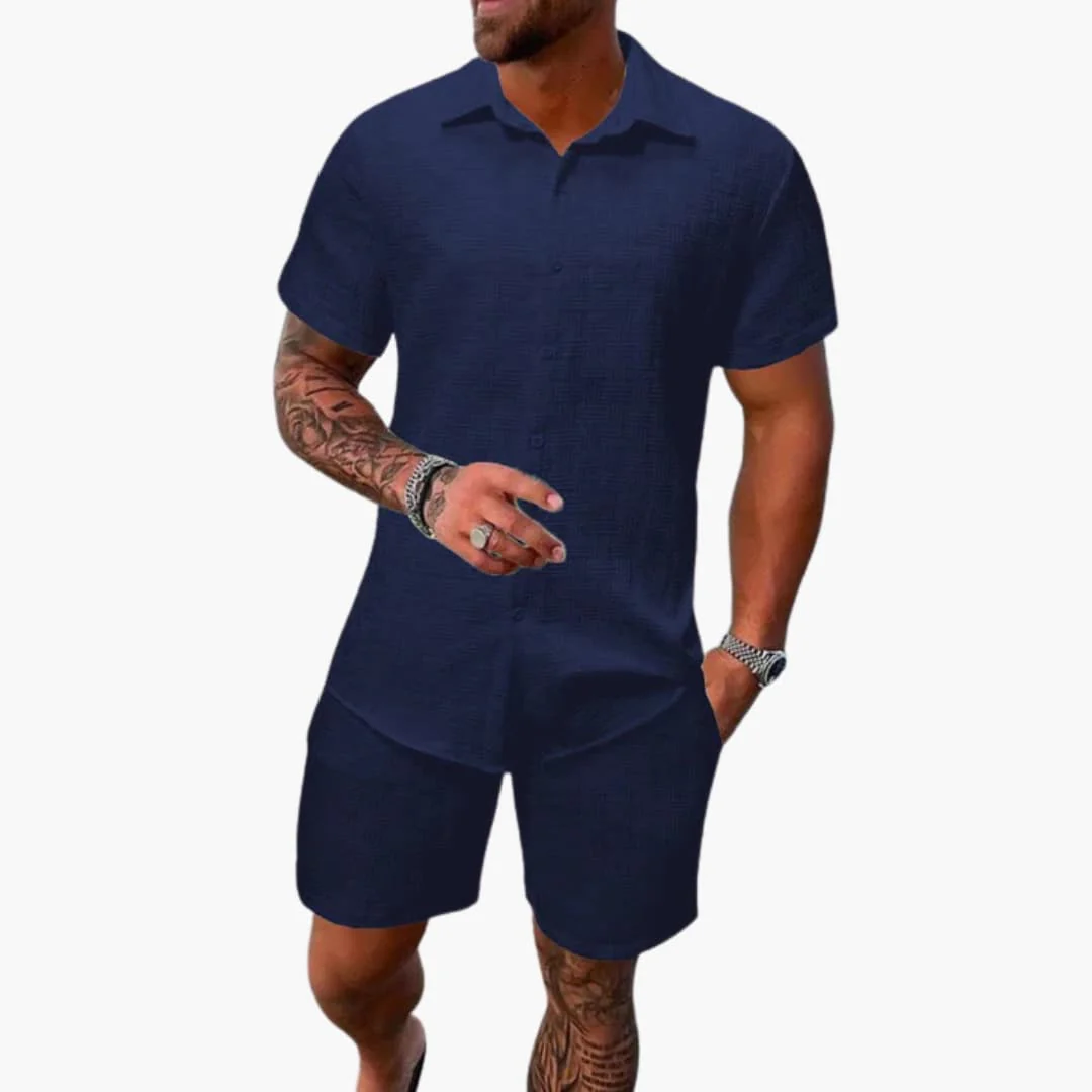 Herren Zweiteiler Set aus Baumwollmix mit Jacquardstruktur - Image 2