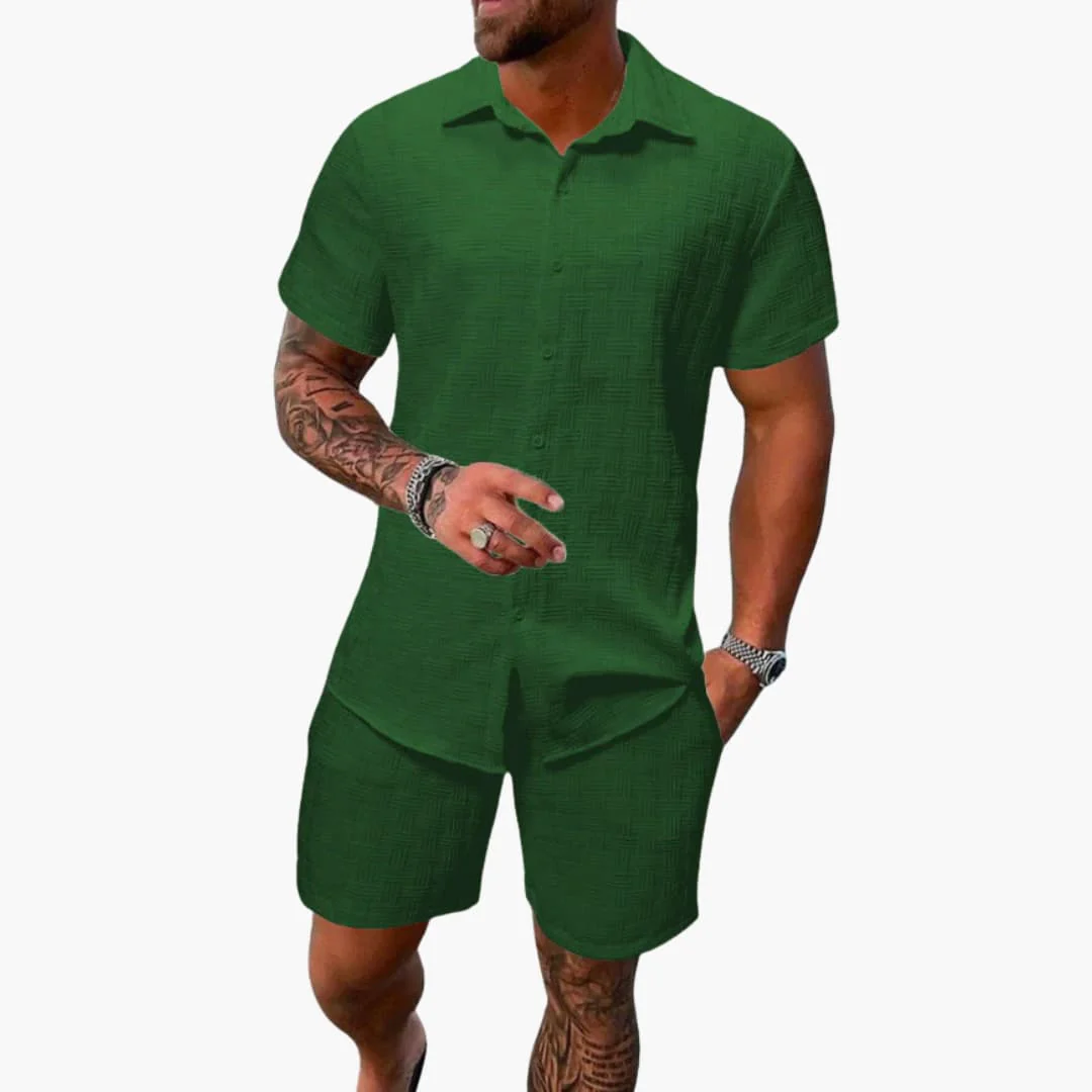 Herren Zweiteiler Set aus Baumwollmix mit Jacquardstruktur - Image 5