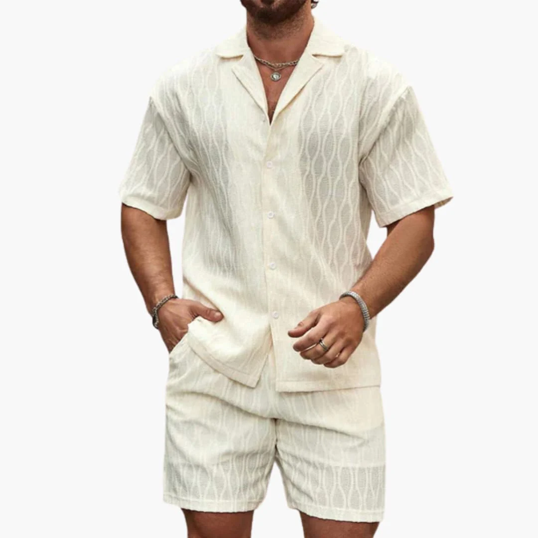 Herren Zweiteiler Set aus leichter Stoff mit Hemd und Shorts - Image 5