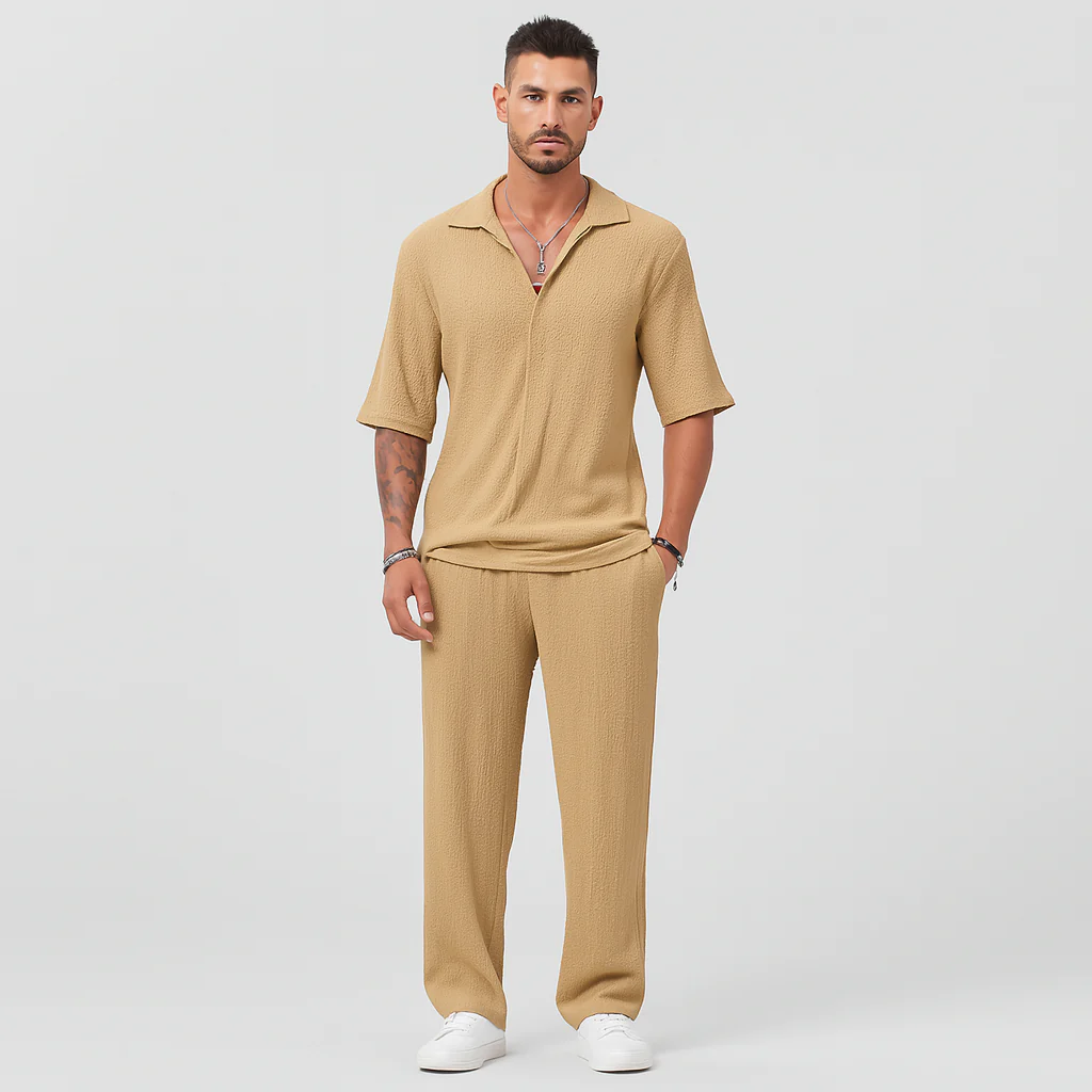 Herren-Zweiteiler – Stilvolles Casual-Outfit mit Langarmshirt und passender Hose - Image 2
