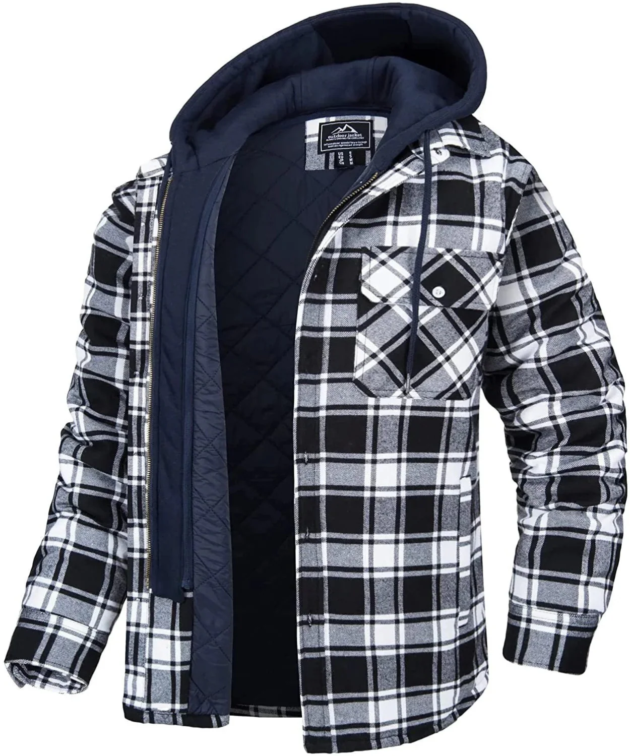 Herrenjacke mit Kapuze und Karomuster | Winter - Image 3
