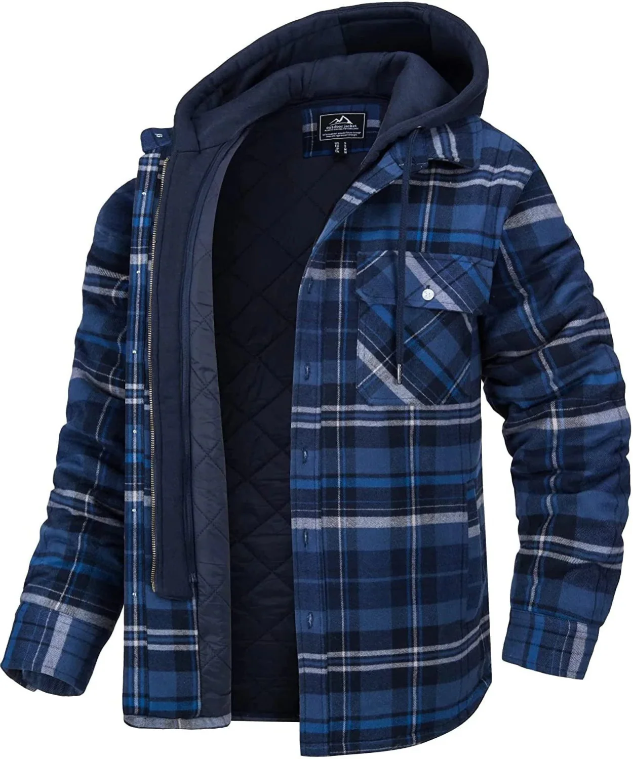 Herrenjacke mit Kapuze und Karomuster | Winter - Image 5
