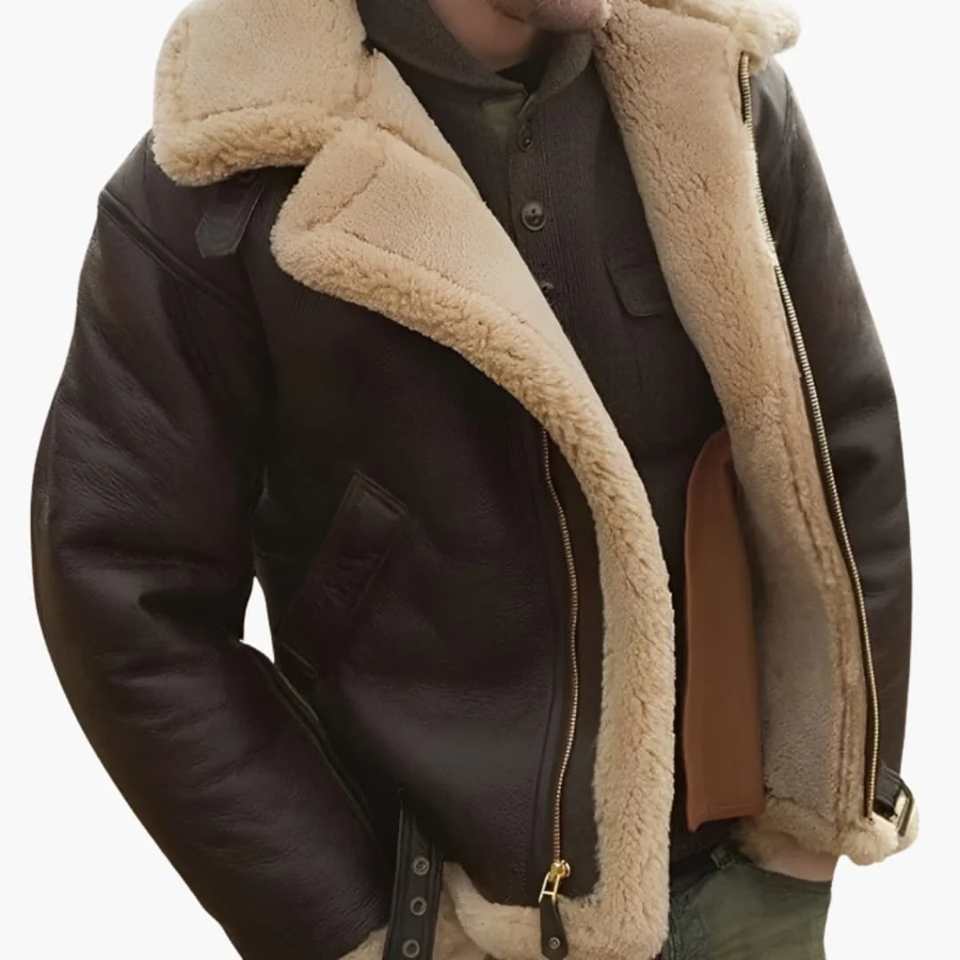 Herrenjacke mit Reißverschluss und Kunstfellfutter - Image 3