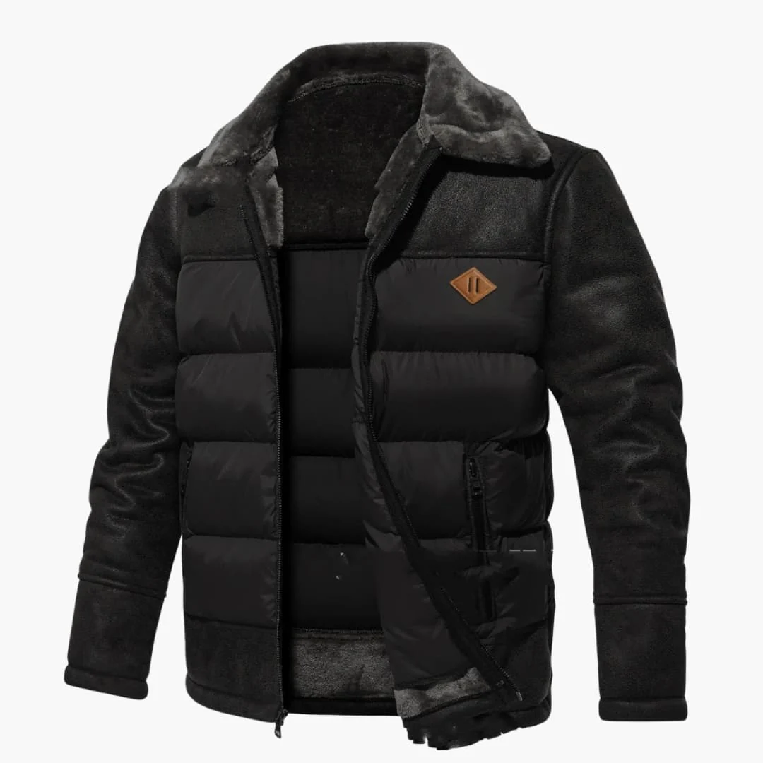 Herrenjacke mit Steppung und Kunstfellkragen - Image 2