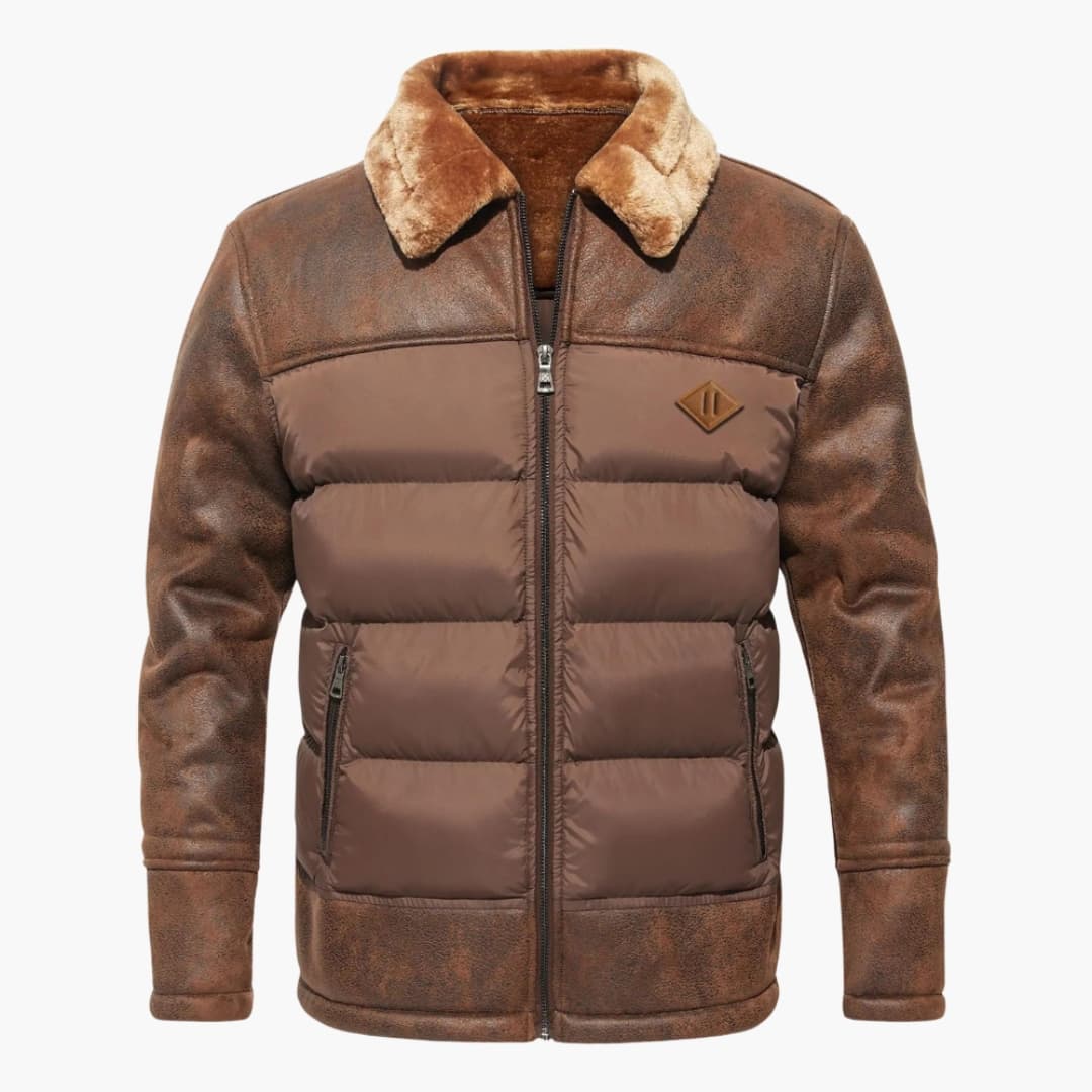 Herrenjacke mit Steppung und Kunstfellkragen - Image 3