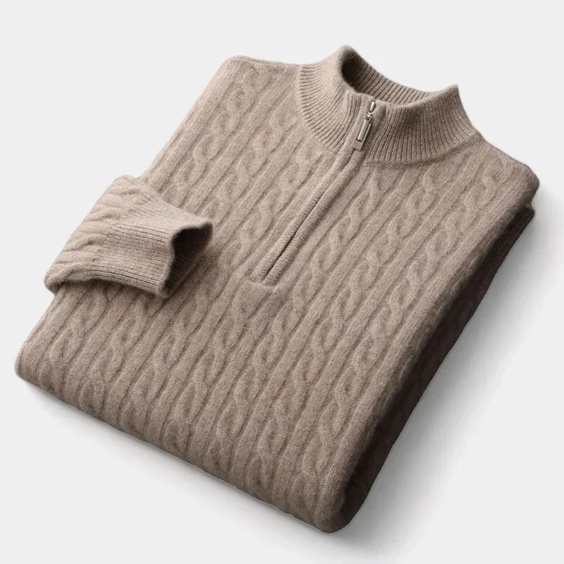 Herrenpullover | Halber Reißverschluss und strukturierte Maschen - Image 4