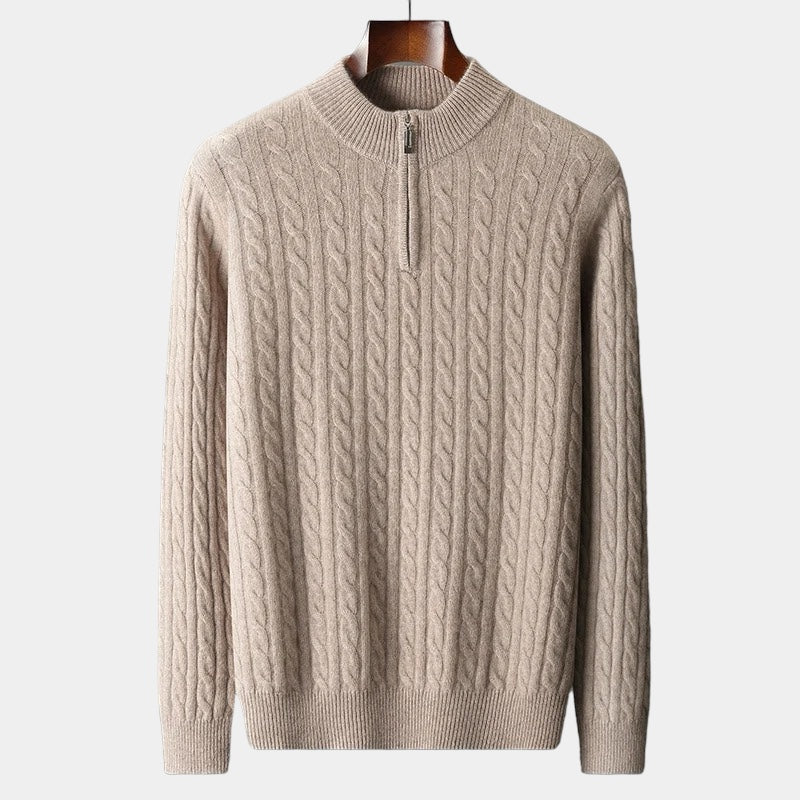 Herrenpullover | Halber Reißverschluss und strukturierte Maschen - Image 5