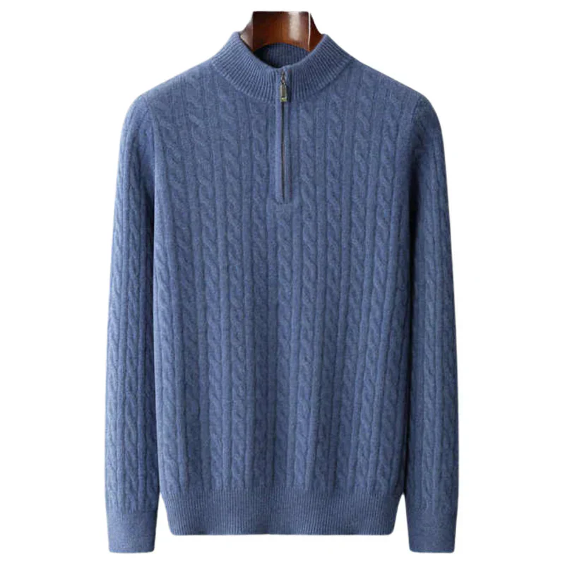 Herrenpullover | Halber Reißverschluss und strukturierte Maschen - Image 6