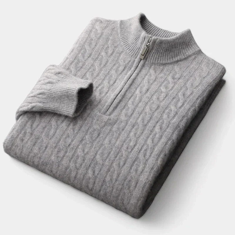 Herrenpullover | Halber Reißverschluss und strukturierte Maschen - Image 7