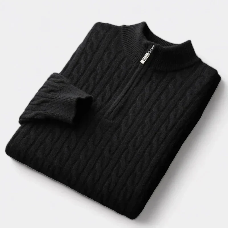 Herrenpullover | Halber Reißverschluss und strukturierte Maschen - Image 8
