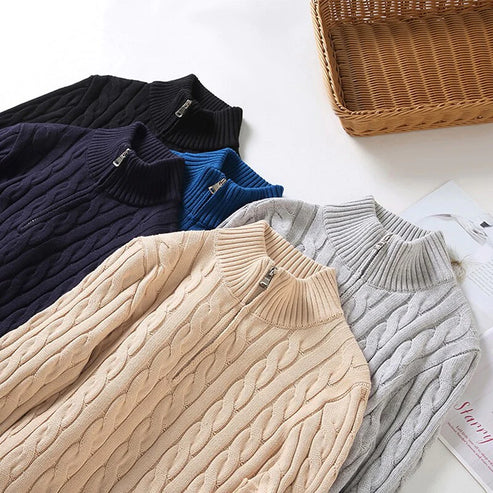 Herrenpullover | Halbzip mit hohem Kragen und Rippbündchen - Image 11