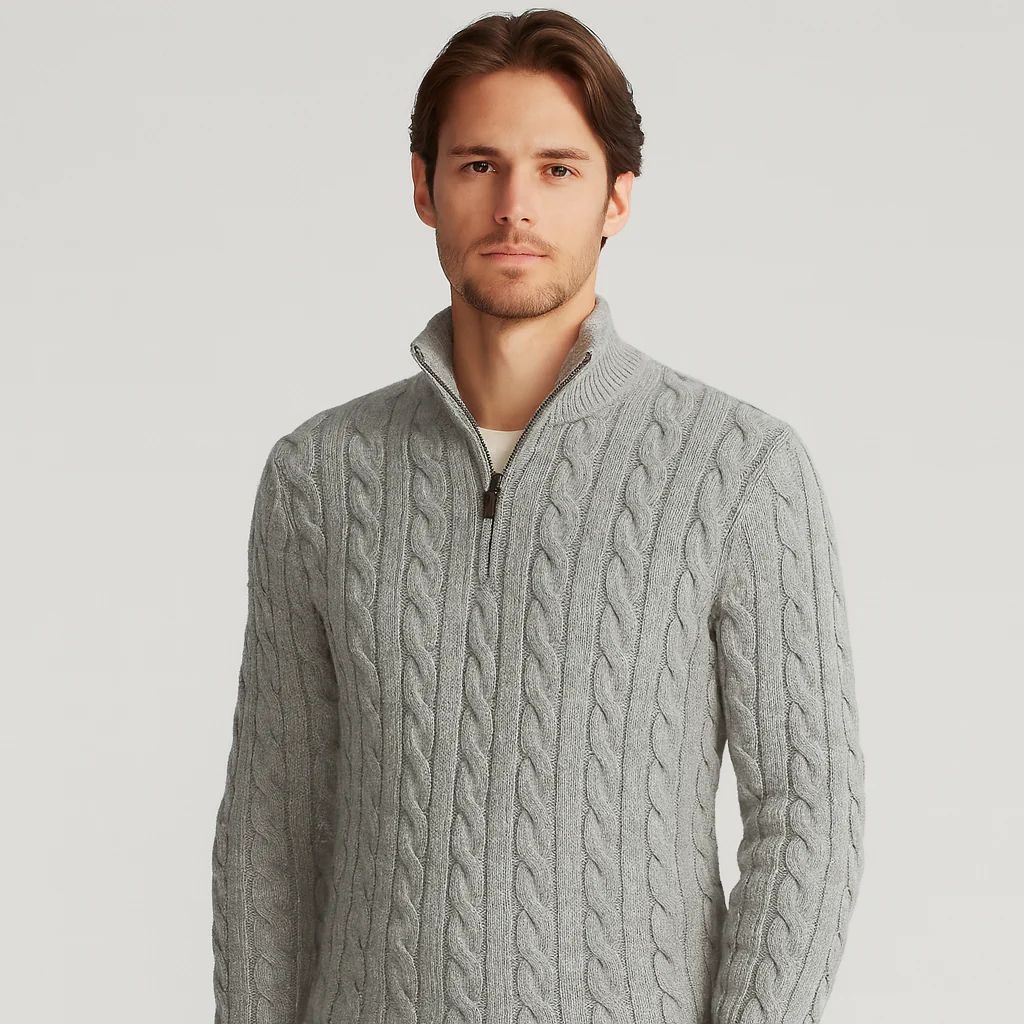 Herrenpullover | Halbzip mit hohem Kragen und Rippbündchen - Image 12