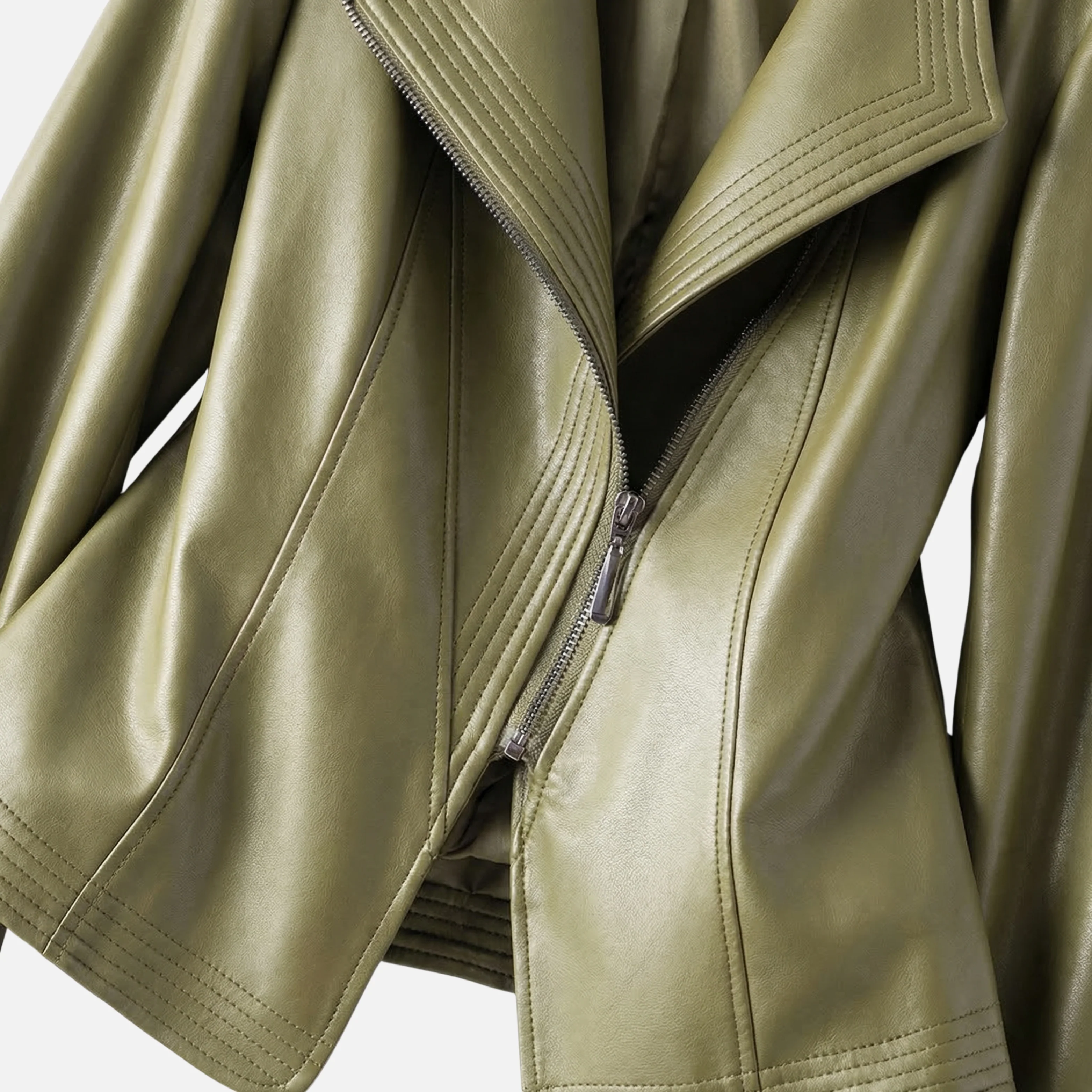 Yvette | Damen Hochglänzende Taillierte Kunstlederjacke Breites Revers – PU Leder Jacke - Image 5