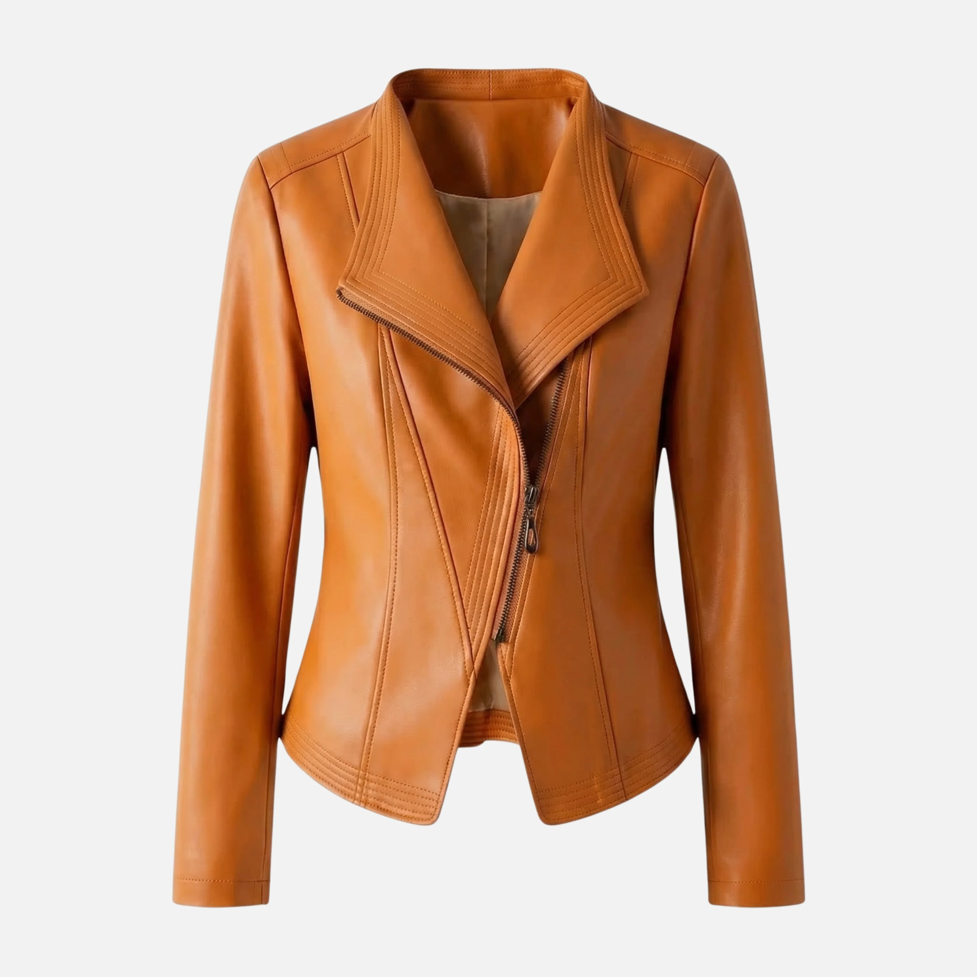 Yvette | Damen Hochglänzende Taillierte Kunstlederjacke Breites Revers – PU Leder Jacke - Image 7